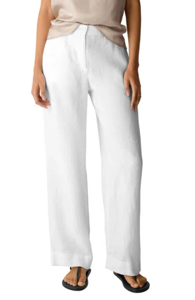 Eileen Fisher Straight Leg Linen Pants In White