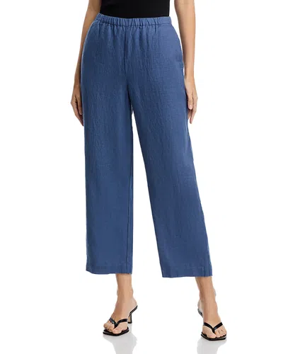 Eileen Fisher Straight Leg Linen Pull On Trousers In Dusk