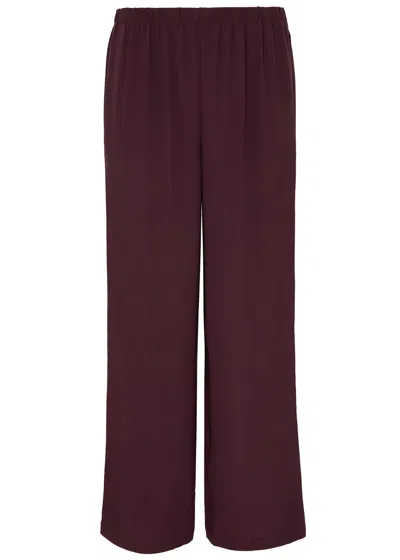Eileen Fisher Straight-leg Silk-georgette Trousers In Burgundy