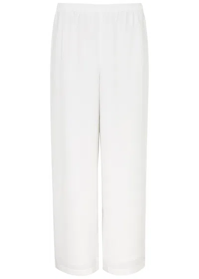 Eileen Fisher Straight-leg Silk-georgette Trousers In Ivory