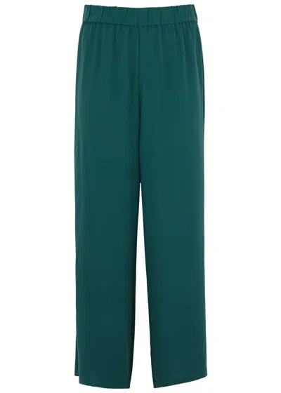 Eileen Fisher Straight-leg Silk Trousers In Teal