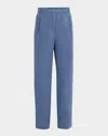 Eileen Fisher Ankle Pleated Linen And Silk Pants In Eclipse