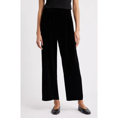 Eileen Fisher Straight Leg Velvet Ankle Pants In Black