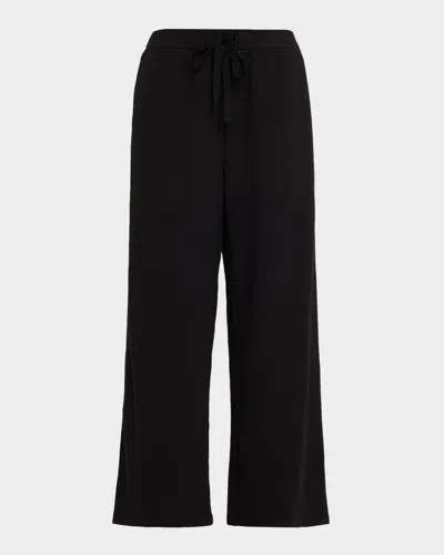 Eileen Fisher Straight-leg Waffle Double Knit Pants In Black