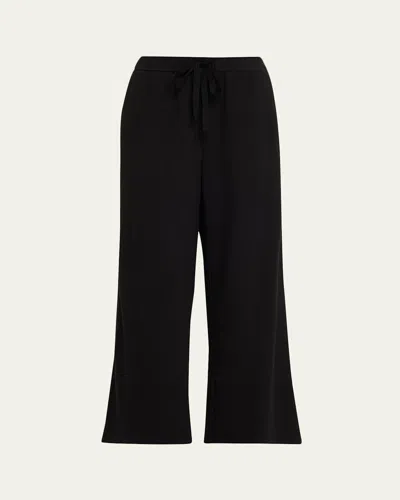 Eileen Fisher Straight-leg Waffle Double Knit Pants In Black