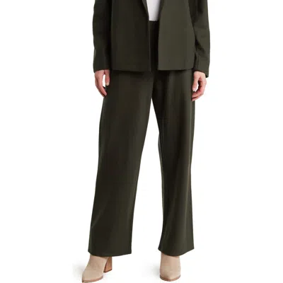 Eileen Fisher Straight Leg Wool Pants In Black