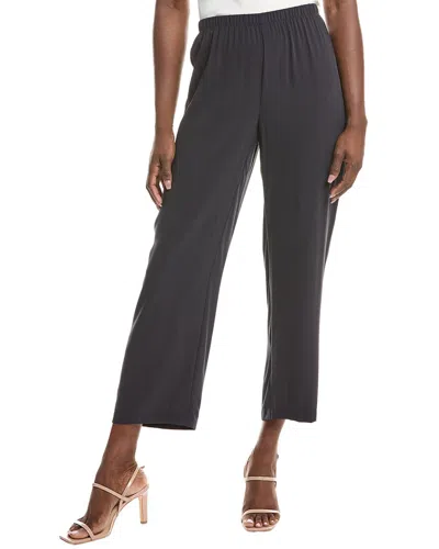 Eileen Fisher Straight Silk Ankle Pant In Blue