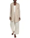 Eileen Fisher Merino Straight Long Cardigan In Tan