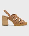Eileen Fisher Strappy Suede Caged Slingback Sandals In Honey