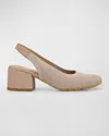 EILEEN FISHER STRETCH CANVAS SLINGBACK PUMPS