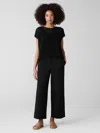 Eileen Fisher Stretch Cotton Twill Wide-leg Trouser Pant In Black