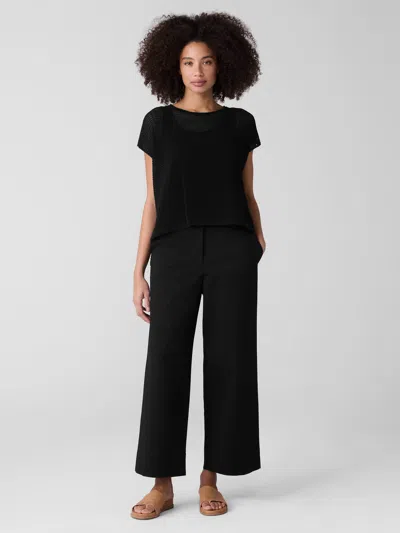 Eileen Fisher Stretch Cotton Twill Wide-leg Trouser Pant In Black