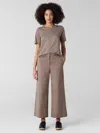 Eileen Fisher Stretch Cotton Twill Wide-leg Trouser Pant In Gray