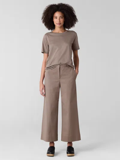 Eileen Fisher Stretch Cotton Twill Wide-leg Trouser Pant In Gray
