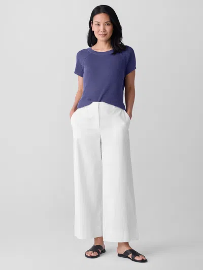 Eileen Fisher Stretch Cotton Twill Wide-leg Trouser Pant In White