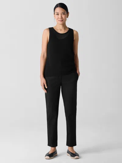Eileen Fisher Stretch Cotton Twill Tapered Trouser Pant In Black