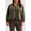 Eileen Fisher Stretch Cotton Velveteen Jacket In Green