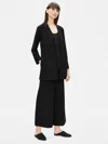 Eileen Fisher Stretch Crepe Bracelet-sleeve Jacket In Black