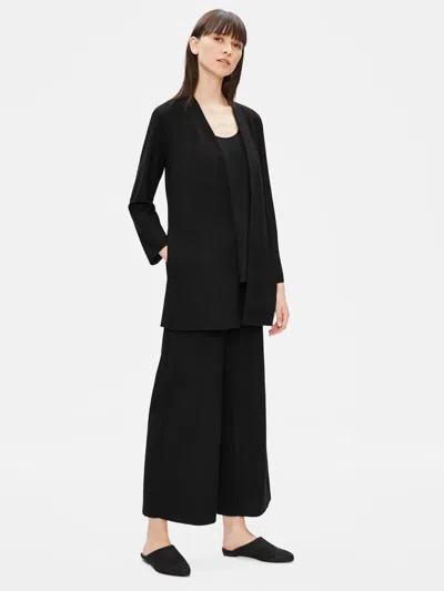 Eileen Fisher Stretch Crepe Bracelet-sleeve Jacket In Black