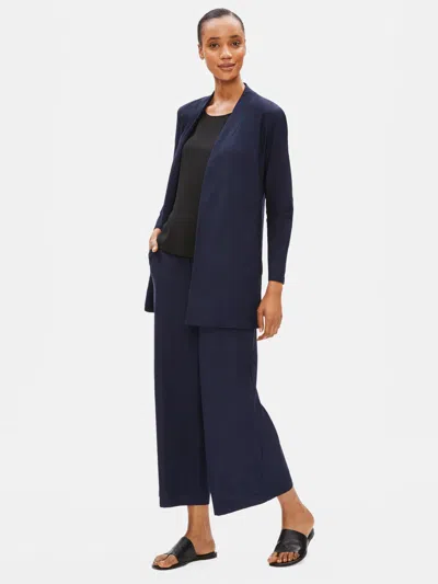 Eileen Fisher Stretch Crepe Bracelet-sleeve Jacket In Blue