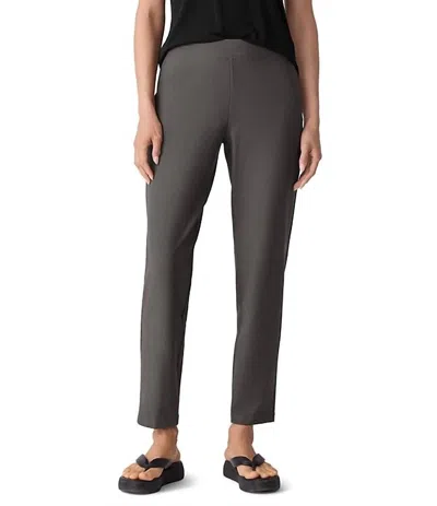 EILEEN FISHER STRETCH CREPE FLAT FRONT SLIM ANKLE PANTS IN RYE
