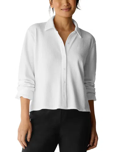 Eileen Fisher Stretch Jersey Classic Collar Shirt In White