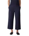 Eileen Fisher Stretch Jersey High Waisted Tapered Ankle Pants In Blue