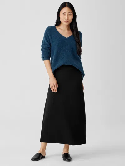 Eileen Fisher Stretch Jersey Knit A-line Skirt In Black
