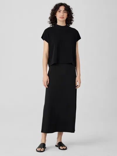Eileen Fisher Stretch Jersey Knit A-line Skirt In Black