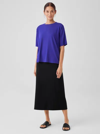 Eileen Fisher Stretch Jersey Knit A-line Skirt In Black