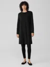 Eileen Fisher Stretch Jersey Knit Crew Neck Dress In Black