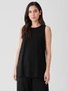 Eileen Fisher Stretch Jersey Knit Crew Neck Long Tank In Black