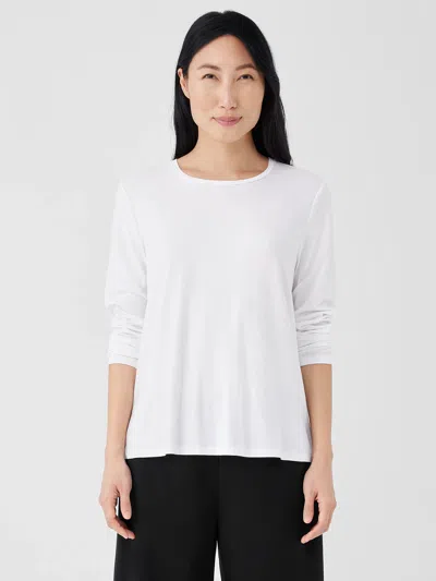 Eileen Fisher Stretch Jersey Knit Crew Neck Top In Multi