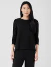 Eileen Fisher Stretch Jersey Knit Crew Neck Top In Multi