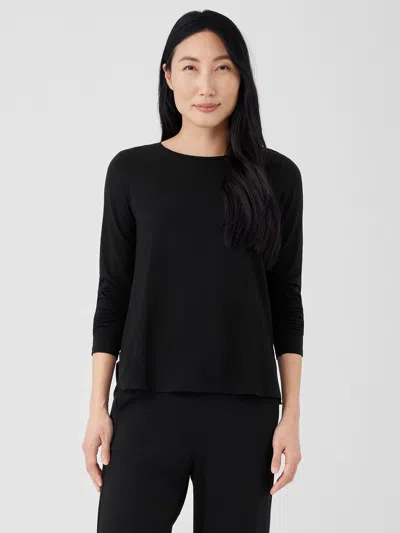 Eileen Fisher Stretch Jersey Knit Crew Neck Top In Multi