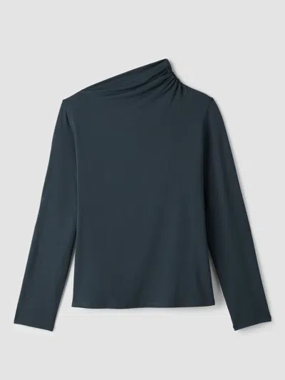 Eileen Fisher Stretch Jersey Knit Drape Neck Top In Green