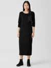 Eileen Fisher Stretch Jersey Knit Jewel Neck Dress In Black