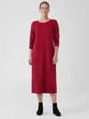 Eileen Fisher Stretch Jersey Knit Jewel Neck Dress In Red