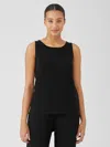 Eileen Fisher Stretch Jersey Knit Jewel Neck Tank In Black