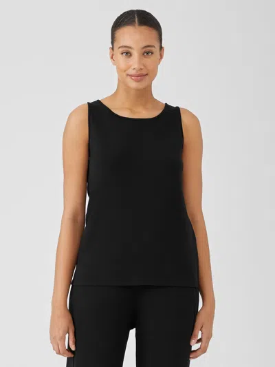 Eileen Fisher Stretch Jersey Knit Jewel Neck Tank In Black