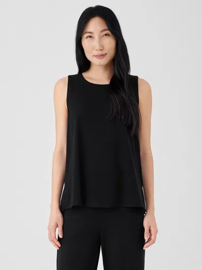 Eileen Fisher Stretch Jersey Knit Jewel Neck Tank In Black