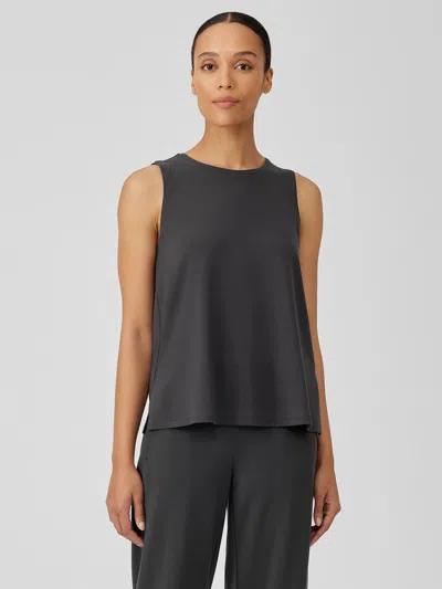 Eileen Fisher Stretch Jersey Knit Jewel Neck Tank In Gray