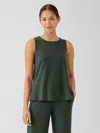 Eileen Fisher Stretch Jersey Knit Jewel Neck Tank In Green