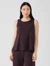 Eileen Fisher Stretch Jersey Knit Jewel Neck Tank In Purple