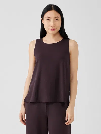 Eileen Fisher Stretch Jersey Knit Jewel Neck Tank In Purple