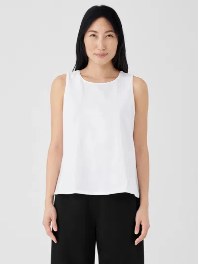 Eileen Fisher Stretch Jersey Knit Jewel Neck Tank In White