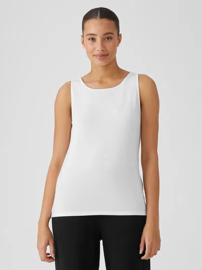 Eileen Fisher Stretch Jersey Knit Jewel Neck Tank In White