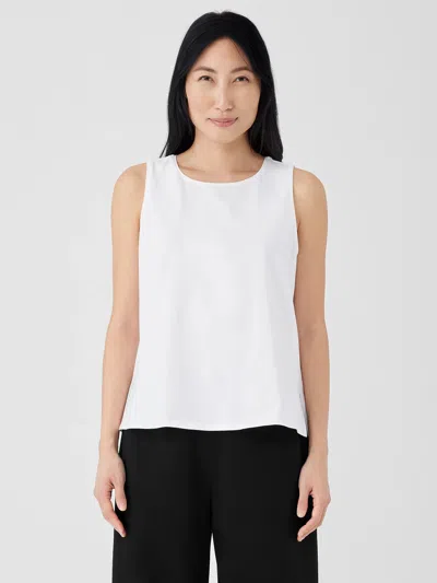 Eileen Fisher Stretch Jersey Knit Jewel Neck Tank In White