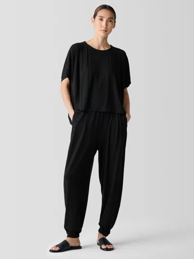 Eileen Fisher Stretch Jersey Knit Lantern Jogger Pant In Black