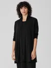 Eileen Fisher Stretch Jersey Knit Long Cardigan In Black